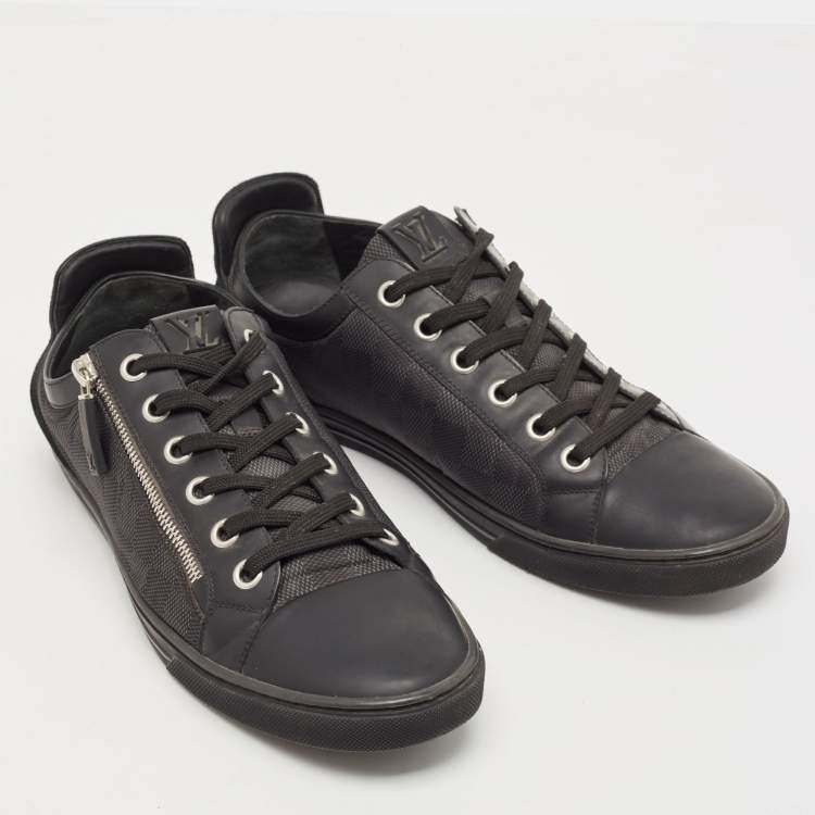 مملوكة مسبقًا Louis Vuitton Black Damier Ebene Nylon and Leather Sneakers Size 43