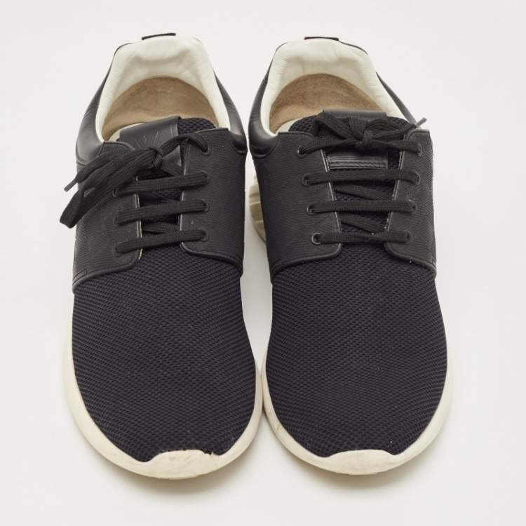 مملوكة مسبقًا Louis Vuitton Black Mesh and Leather Damier Fastlane Sneakers Size 43.5