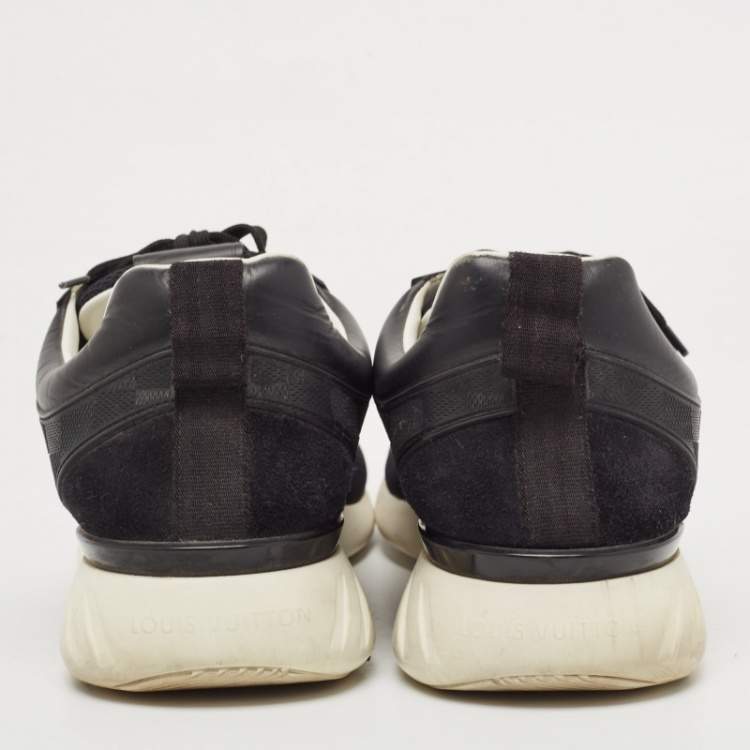 مملوكة مسبقًا Louis Vuitton Black Mesh and Leather Damier Fastlane Sneakers Size 43.5