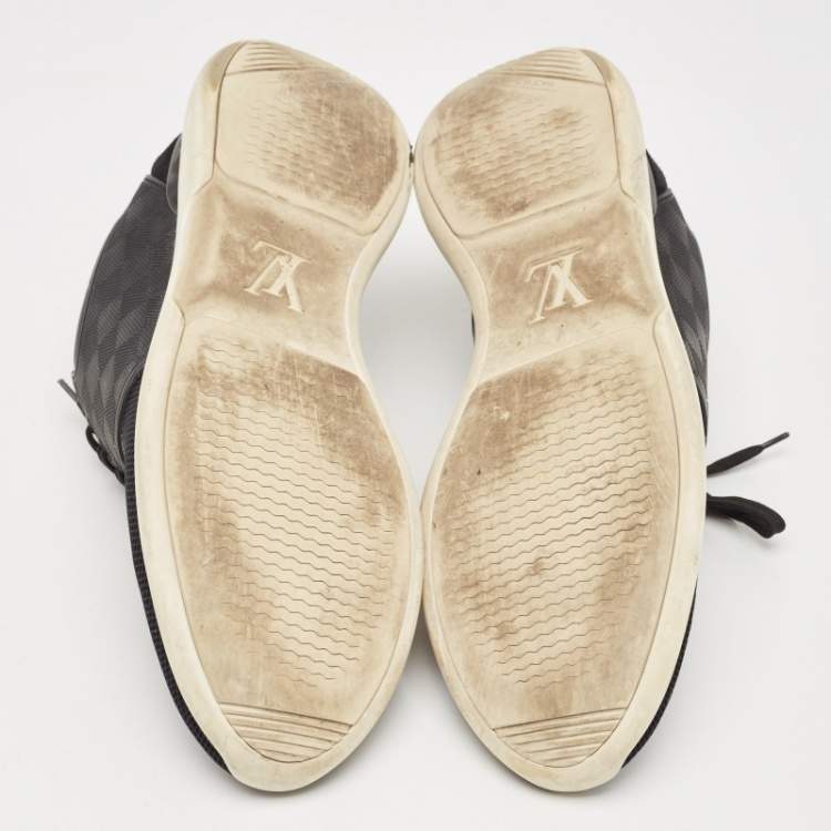 مملوكة مسبقًا Louis Vuitton Black Mesh and Leather Damier Fastlane Sneakers Size 43.5