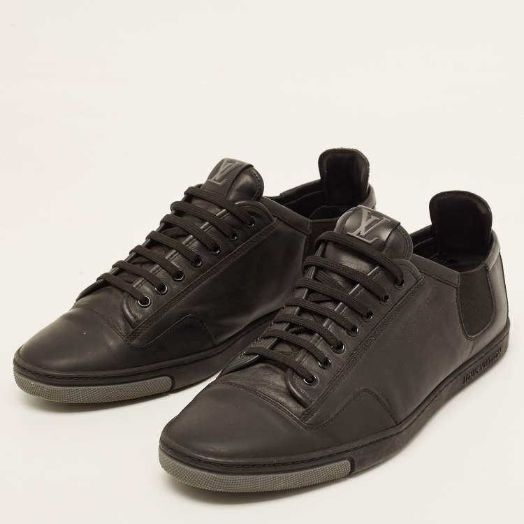 Pre Owned Louis Vuitton Black Leather Low Top Sneakers Size 43