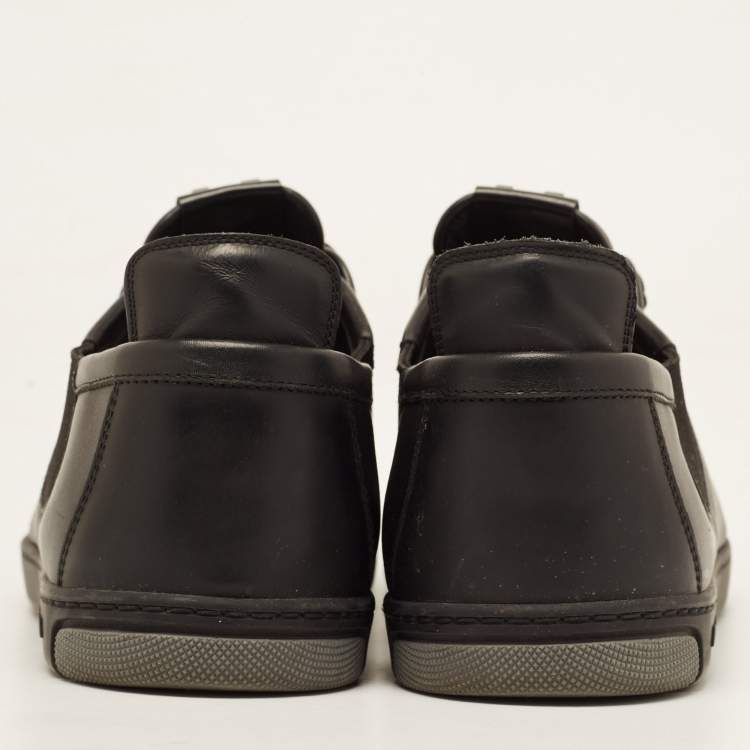 Pre Owned Louis Vuitton Black Leather Low Top Sneakers Size 43