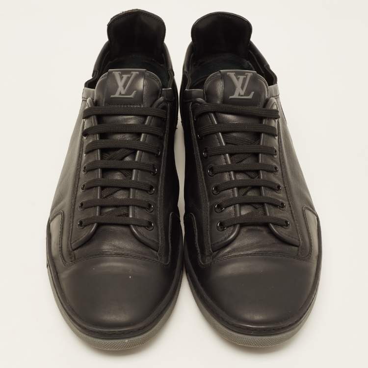 Pre Owned Louis Vuitton Black Leather Low Top Sneakers Size 43