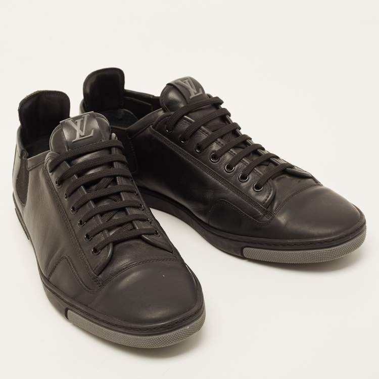 Pre Owned Louis Vuitton Black Leather Low Top Sneakers Size 43
