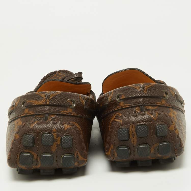 Louis Vuitton Brown Monogram Canvas Slip On Loafers Size 42.5