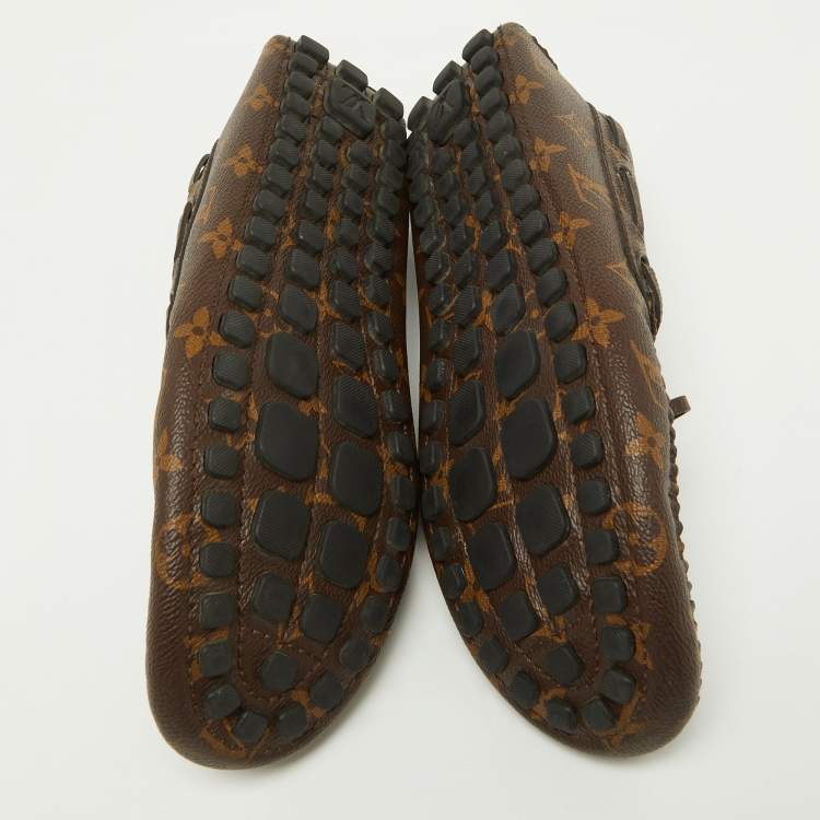 Louis Vuitton Brown Monogram Canvas Slip On Loafers Size 42.5