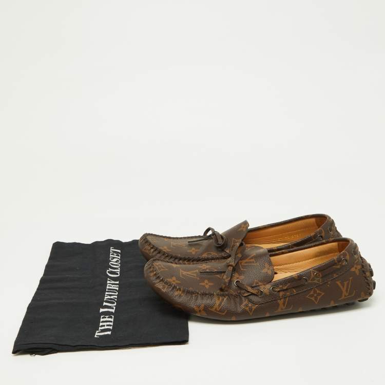 Louis Vuitton Brown Monogram Canvas Slip On Loafers Size 42.5
