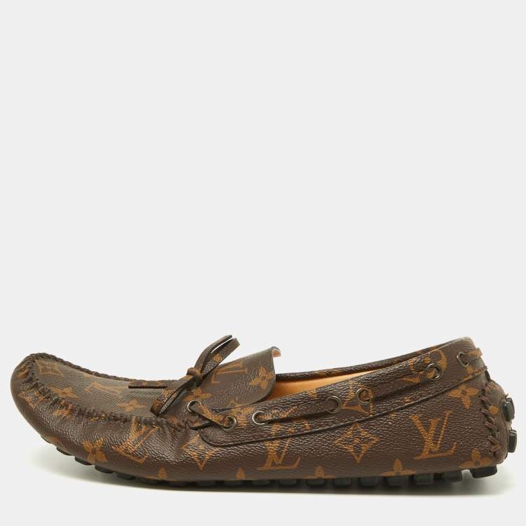 Louis Vuitton Brown Monogram Canvas Slip On Loafers Size 42.5