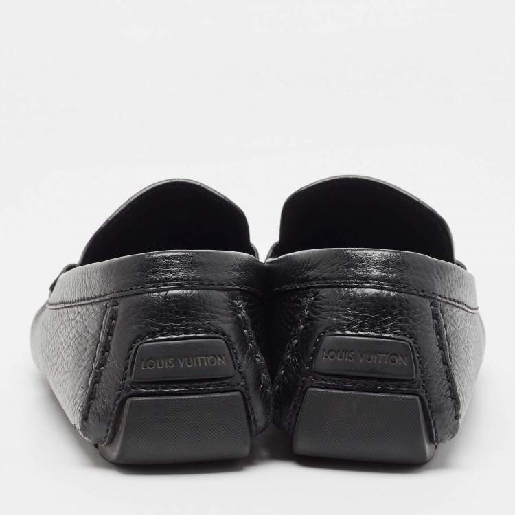 Pre Owned Louis Vuitton Black Leather Monte Carlo Slip On Loafers Size 41.5