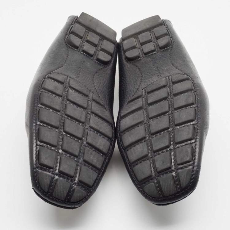Pre Owned Louis Vuitton Black Leather Monte Carlo Slip On Loafers Size 41.5