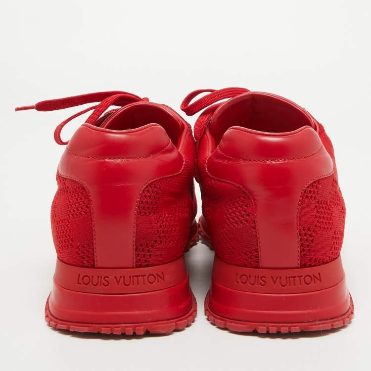 Pre Owned Louis Vuitton Red Leather and Mesh Runaway Damier Sneakers Size 43