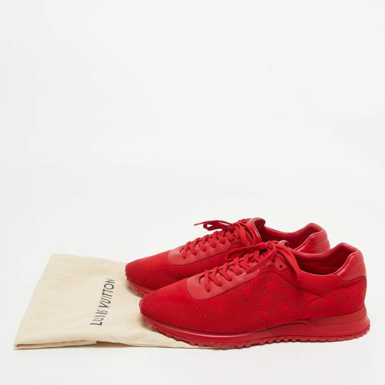Pre Owned Louis Vuitton Red Leather and Mesh Runaway Damier Sneakers Size 43