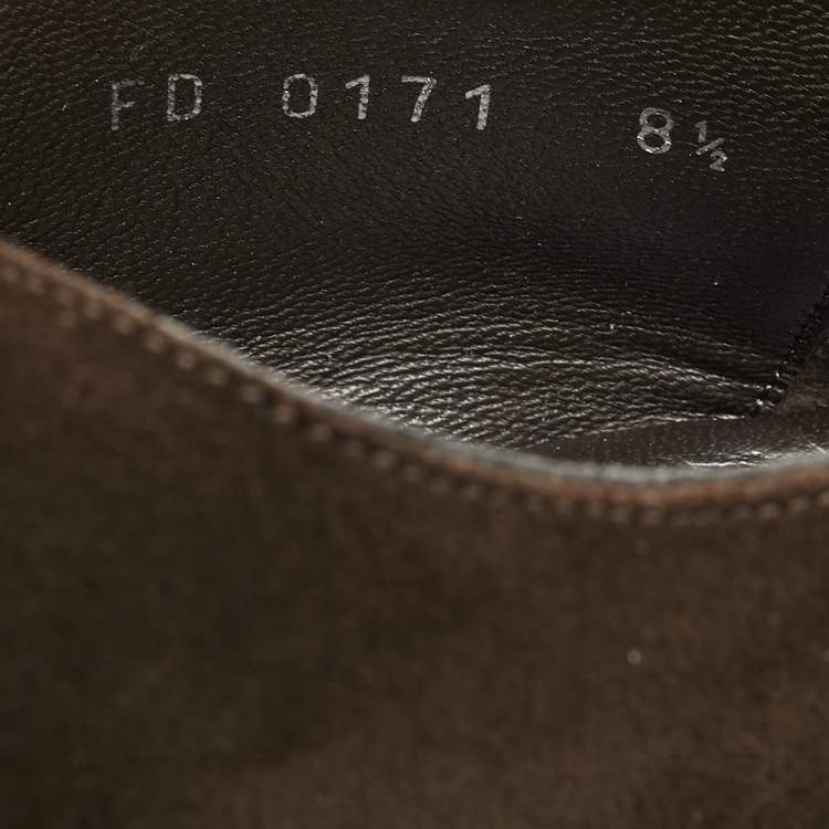 Pre Owned Louis Vuitton Brown Suede Lace Up Oxfords Size 42.5