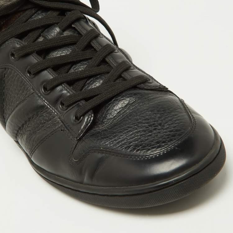 Pre Owned Louis Vuitton Black Leather and Calfhair Trainer High Top Sneakers Size 43