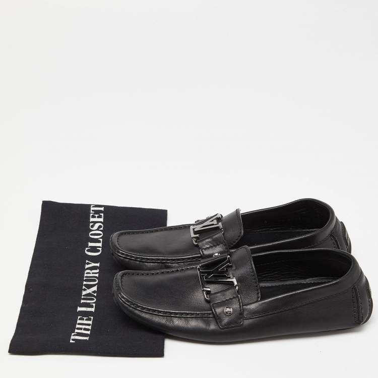 Pre Owned Louis Vuitton Black Leather Monte Carlo Loafers Size 40