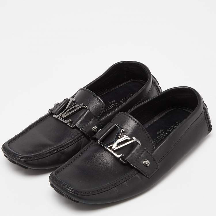 Pre Owned Louis Vuitton Black Leather Monte Carlo Loafers Size 40