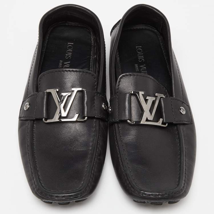 Pre Owned Louis Vuitton Black Leather Monte Carlo Loafers Size 40