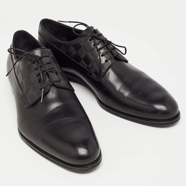 Pre Owned Louis Vuitton Black Leather Lace Up Derby Size 41