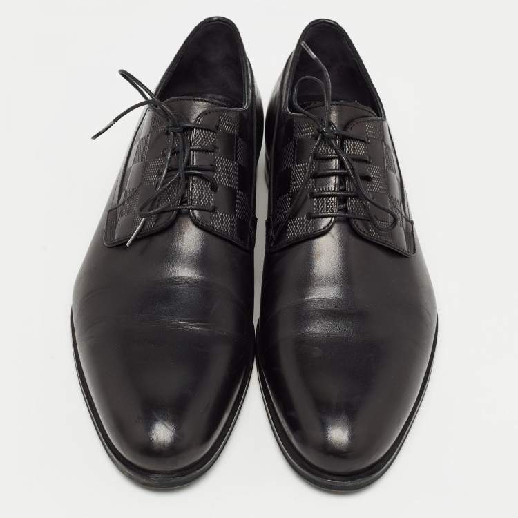 Pre Owned Louis Vuitton Black Leather Lace Up Derby Size 41