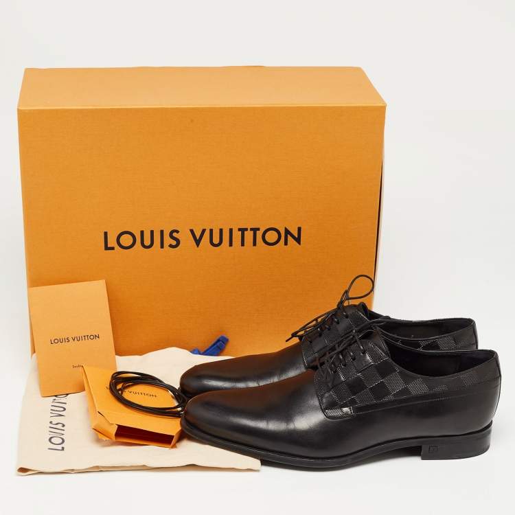 Pre Owned Louis Vuitton Black Leather Lace Up Derby Size 41