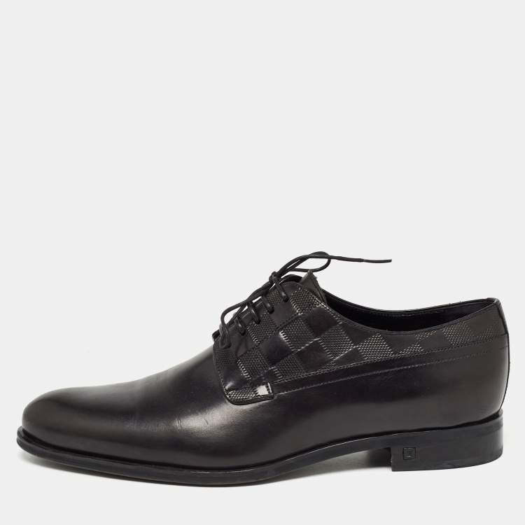 Pre Owned Louis Vuitton Black Leather Lace Up Derby Size 41
