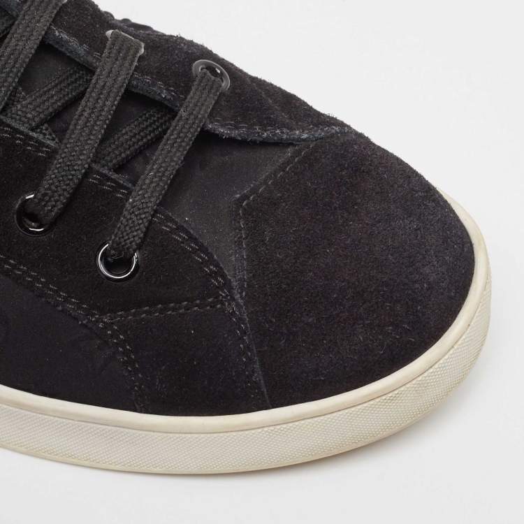 Pre Owned Louis Vuitton Black Monogram Neoprene and Suede Stellar High Top Sneakers Size  38