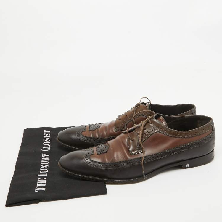 Pre Owned Louis Vuitton Tricolor Brogue Leather Lace Up Derby Size 44