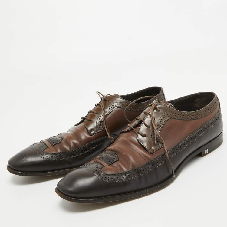 Pre Owned Louis Vuitton Tricolor Brogue Leather Lace Up Derby Size 44