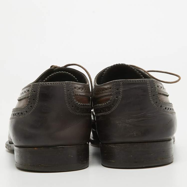 Pre Owned Louis Vuitton Tricolor Brogue Leather Lace Up Derby Size 44
