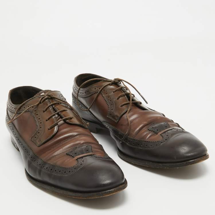 Pre Owned Louis Vuitton Tricolor Brogue Leather Lace Up Derby Size 44