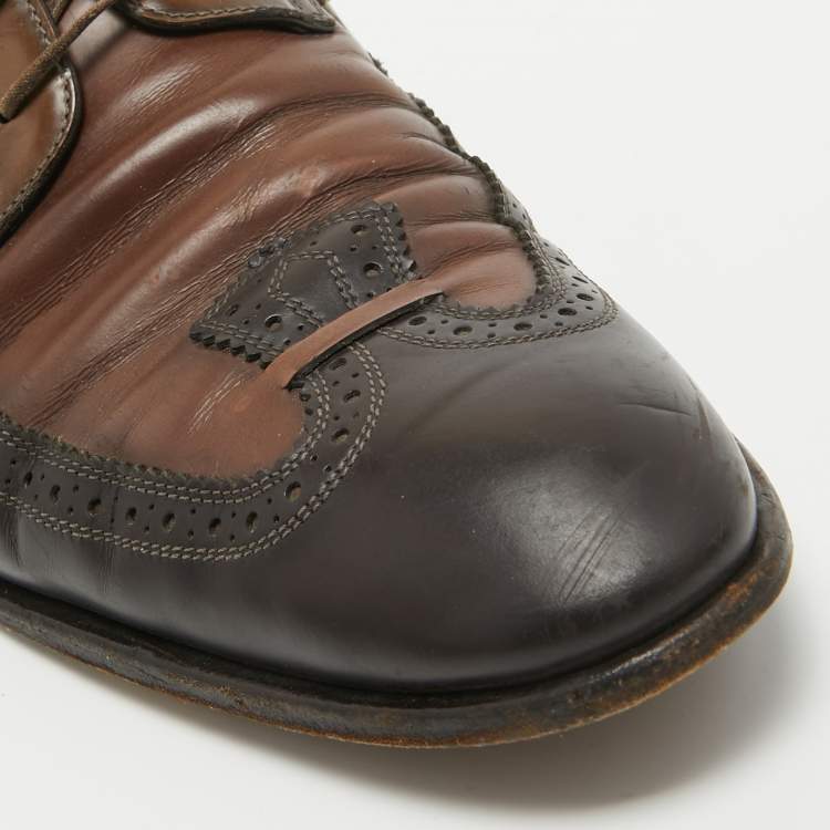 Pre Owned Louis Vuitton Tricolor Brogue Leather Lace Up Derby Size 44