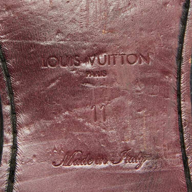 Pre Owned Louis Vuitton Burgundy Epi Leather and Leather Lace Up Derby Size 45