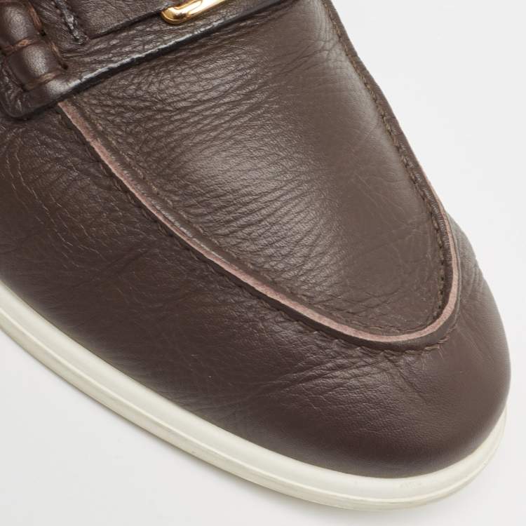 مملوكة مسبقًا Louis Vuitton Brown Leather Slip On Loafers Size 41.5 