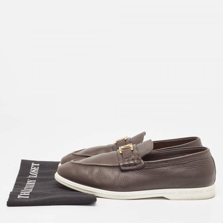 مملوكة مسبقًا Louis Vuitton Brown Leather Slip On Loafers Size 41.5 