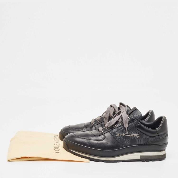 مملوكة مسبقًا Louis Vuitton Black/Grey Damier Graphite Canvas & Leather Harlem Low-Top Sneakers Size 41.5