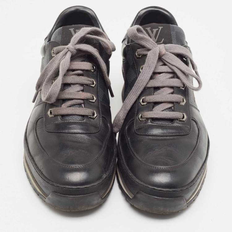 مملوكة مسبقًا Louis Vuitton Black/Grey Damier Graphite Canvas & Leather Harlem Low-Top Sneakers Size 41.5