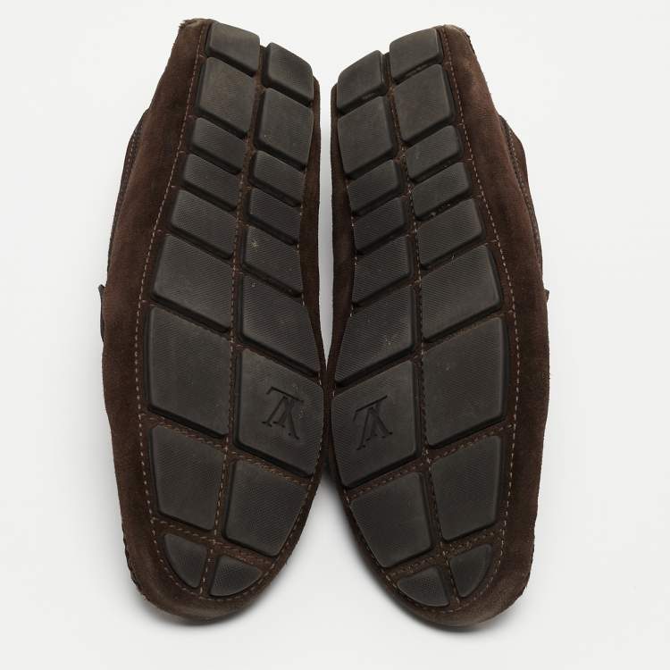 Pre Owned Louis Vuitton Brown Suede Monte Carlo Loafers Size 43