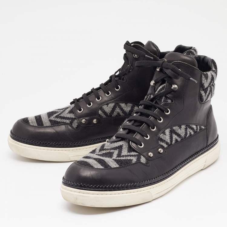 مملوكة مسبقًا Louis Vuitton Black/Grey Fabric and Leather Trainer High Top Sneakers Size  44