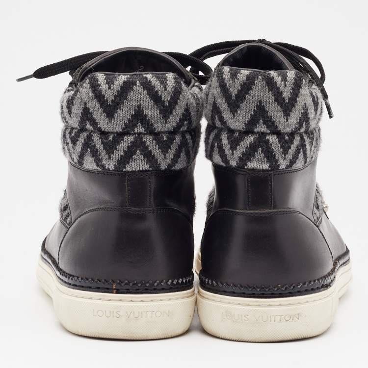 مملوكة مسبقًا Louis Vuitton Black/Grey Fabric and Leather Trainer High Top Sneakers Size  44
