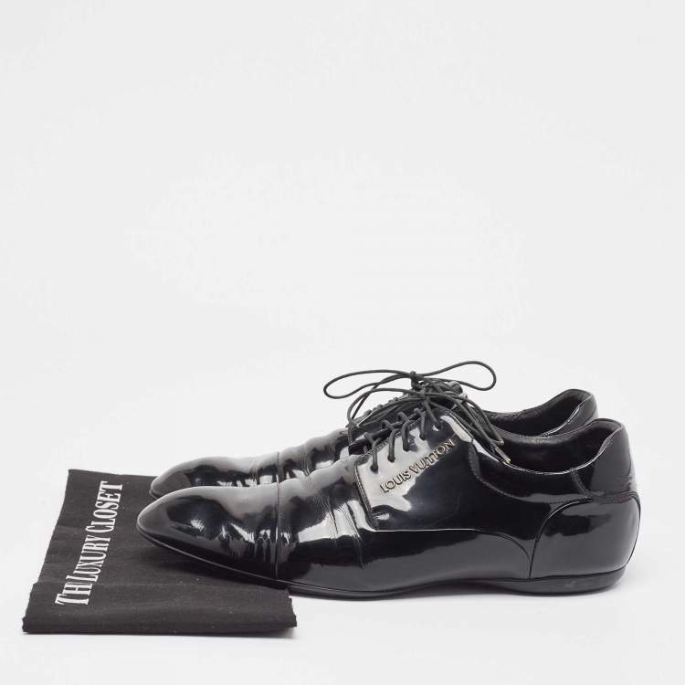 Pre Owned Louis Vuitton Black Patent Lace Up Oxford Size 43