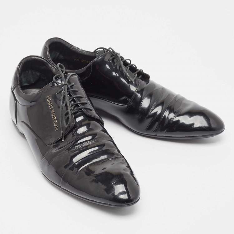 Pre Owned Louis Vuitton Black Patent Lace Up Oxford Size 43