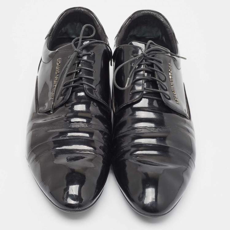 Pre Owned Louis Vuitton Black Patent Lace Up Oxford Size 43