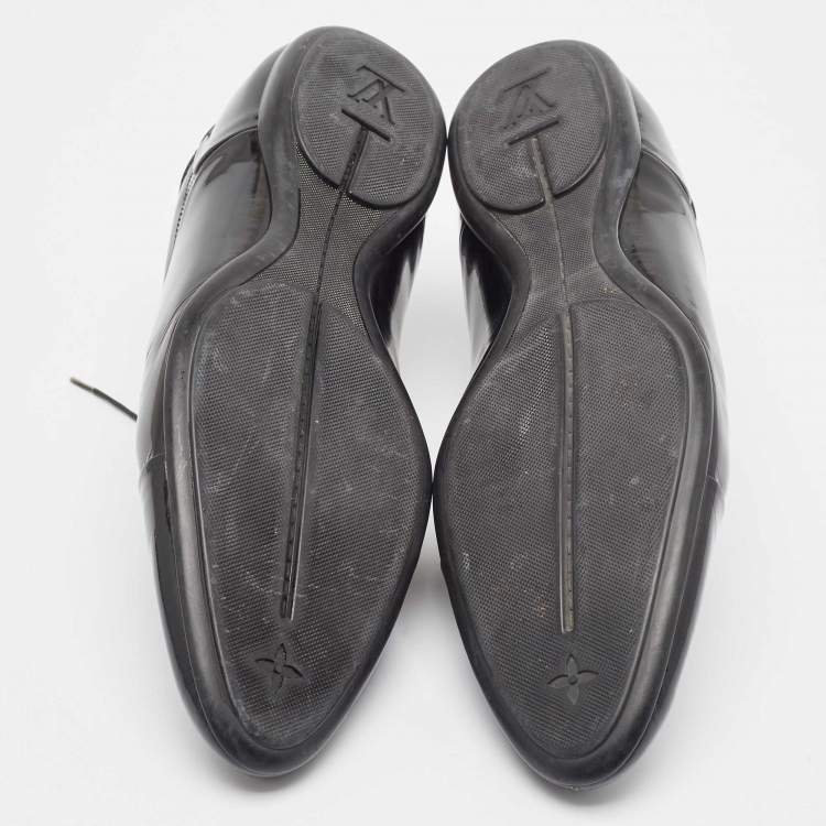 Pre Owned Louis Vuitton Black Patent Lace Up Oxford Size 43