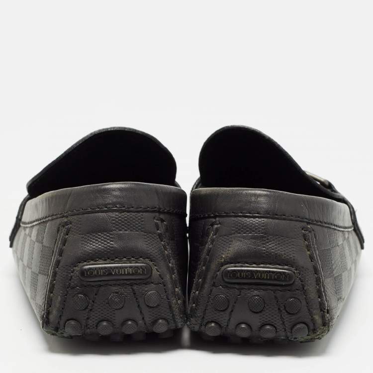 Pre Owned Louis Vuitton Black Leather Hockenheim Loafers Size 43.5