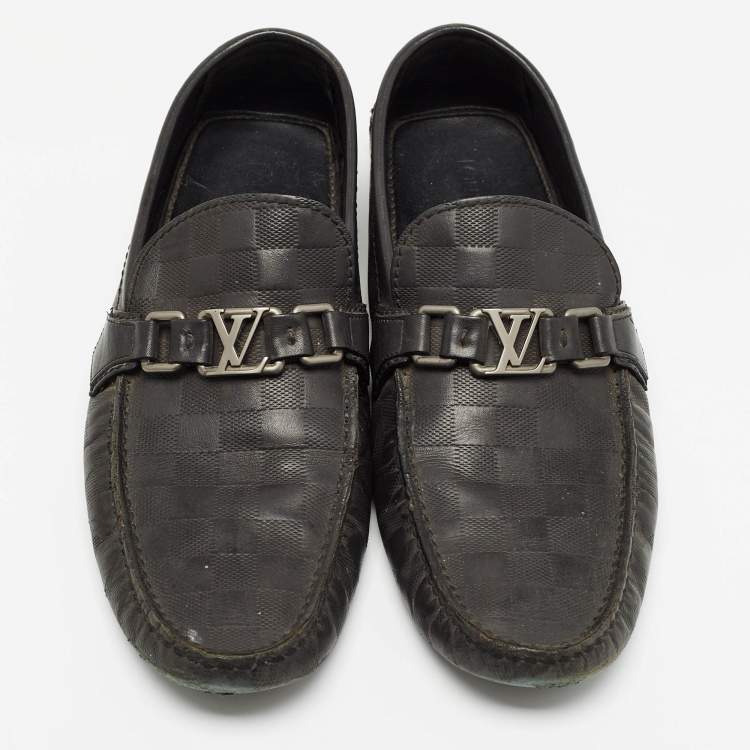 Pre Owned Louis Vuitton Black Leather Hockenheim Loafers Size 43.5
