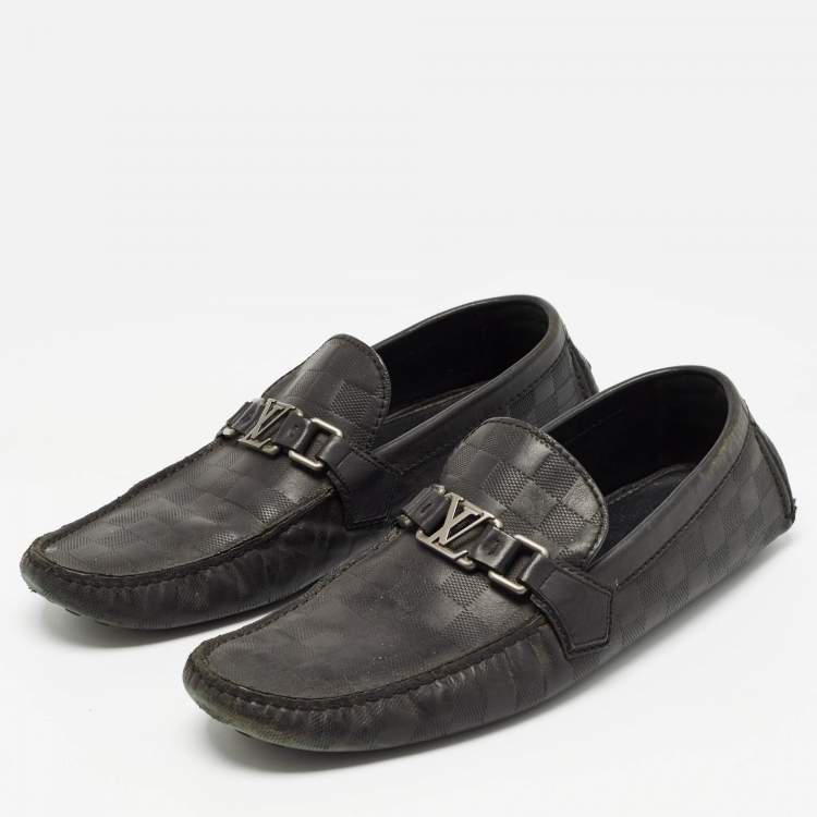 Pre Owned Louis Vuitton Black Leather Hockenheim Loafers Size 43.5