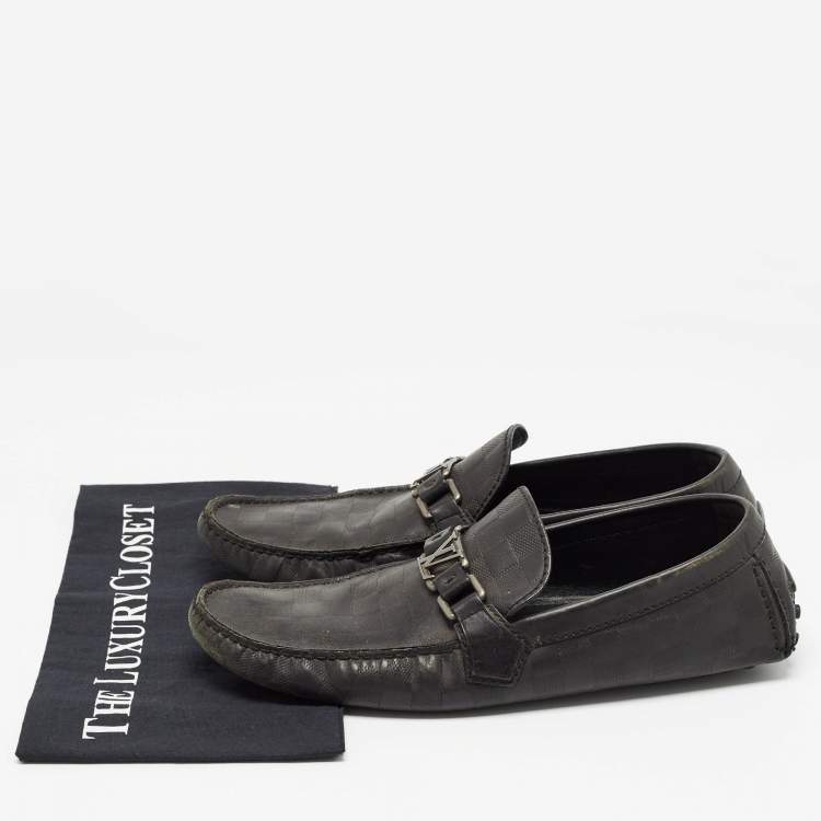 Pre Owned Louis Vuitton Black Leather Hockenheim Loafers Size 43.5