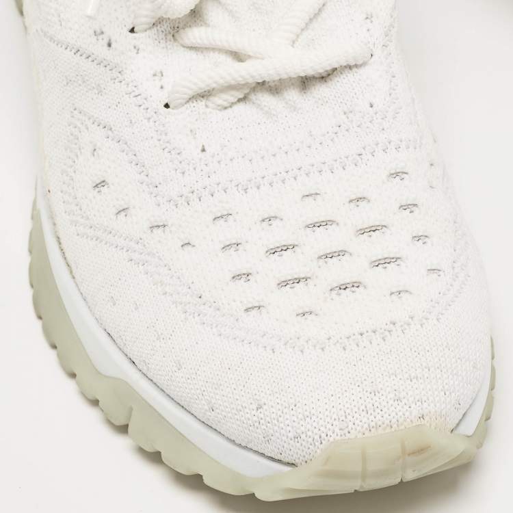 Pre Owned Louis Vuitton White Knit Fabric V.N.R Sneakers Size 42.5