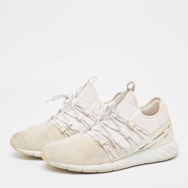 مملوكة مسبقًا Louis Vuitton  White Knit Fabric Fastlane Lace Up Sneakers Size 42