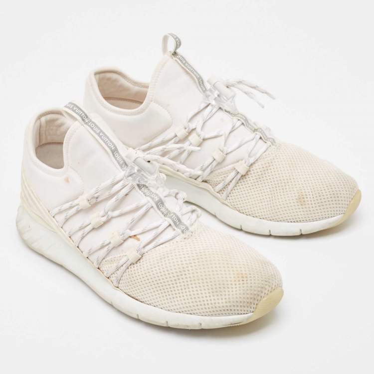 مملوكة مسبقًا Louis Vuitton  White Knit Fabric Fastlane Lace Up Sneakers Size 42